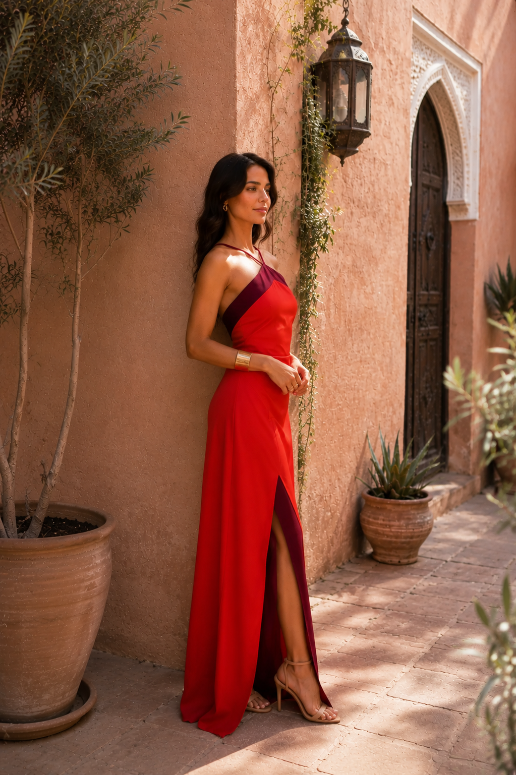 Alvor - Long Halter Neck Dress with Split