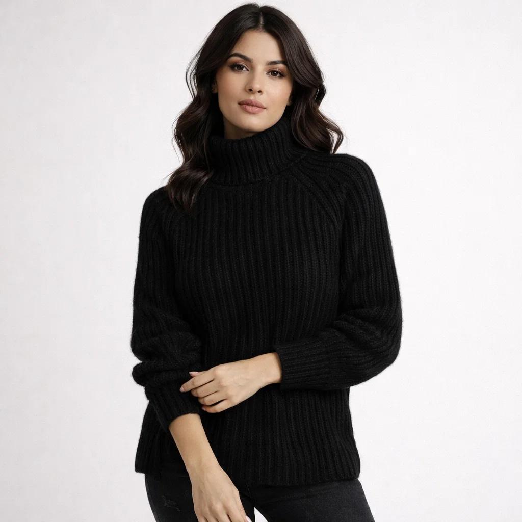 Cozy Wool Blend Roll Neck Sweater