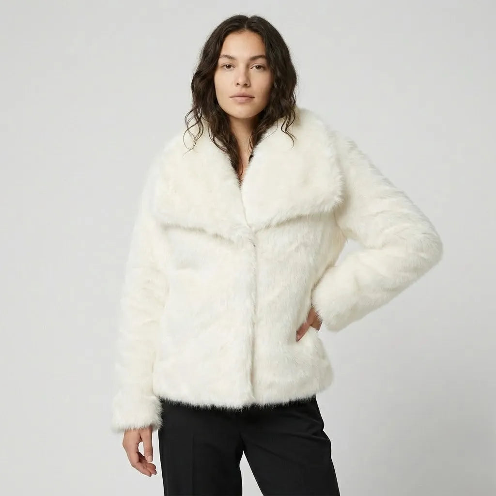 Urban-Inspired Short Structured Faux Fur Jacket