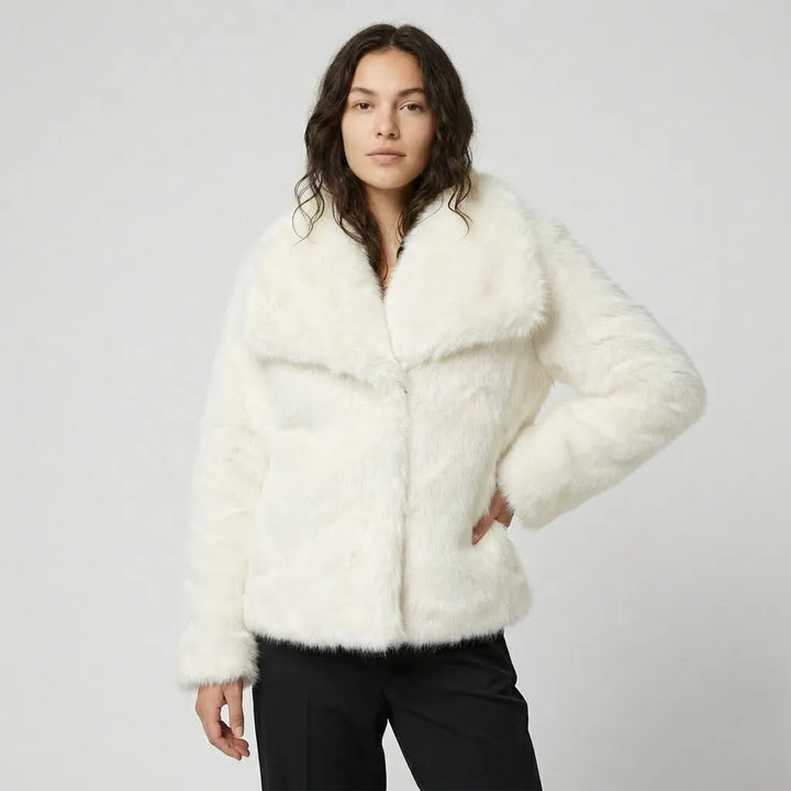 Urban-Inspired Short Structured Faux Fur Jacket