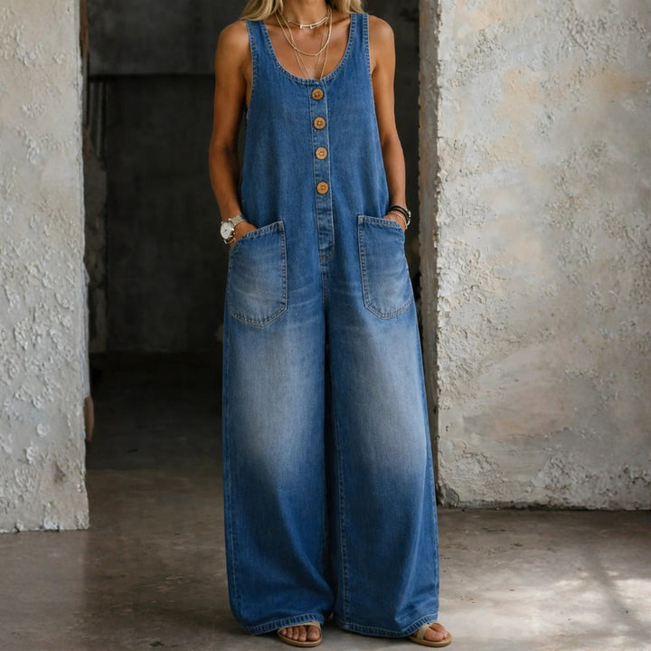 Sara - Distressed Vintage Cotton Jumpsuit