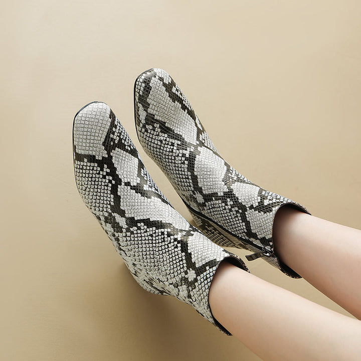 Harly Snake Pattern Leather Boots