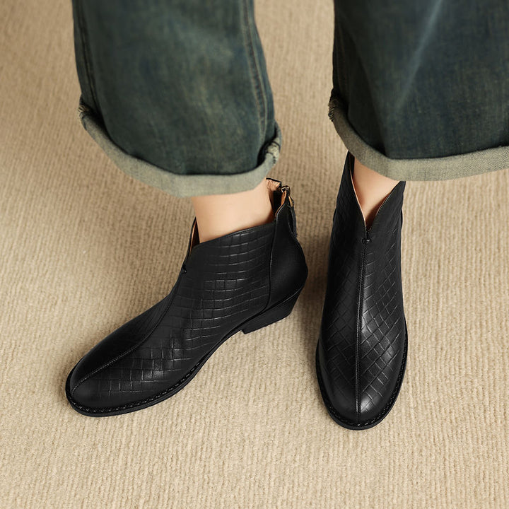 Genuine Leather Straight-Calf Boots