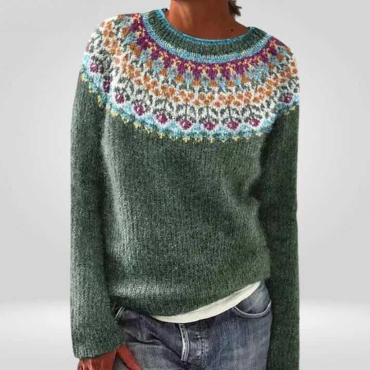 Multicolored Neckline Knitted Sweater