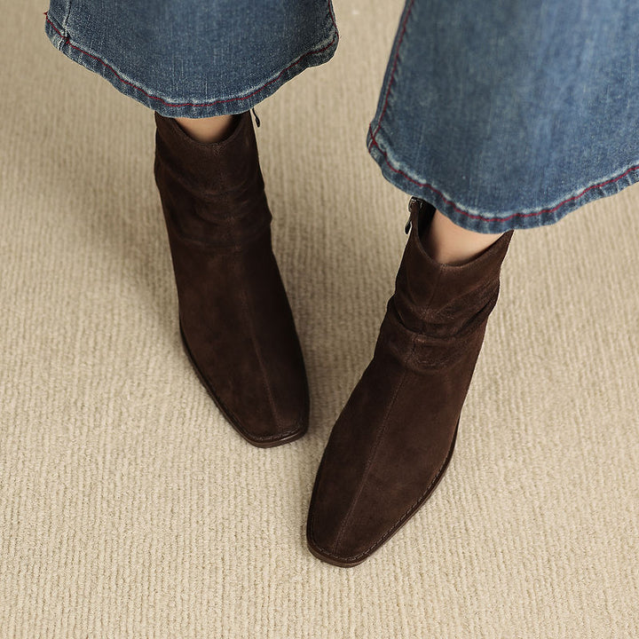 Suede Ankle Boots in Merino Wool