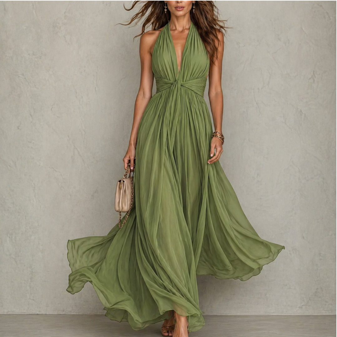 Carminho | Halter Neck Maxi Chiffon Dress