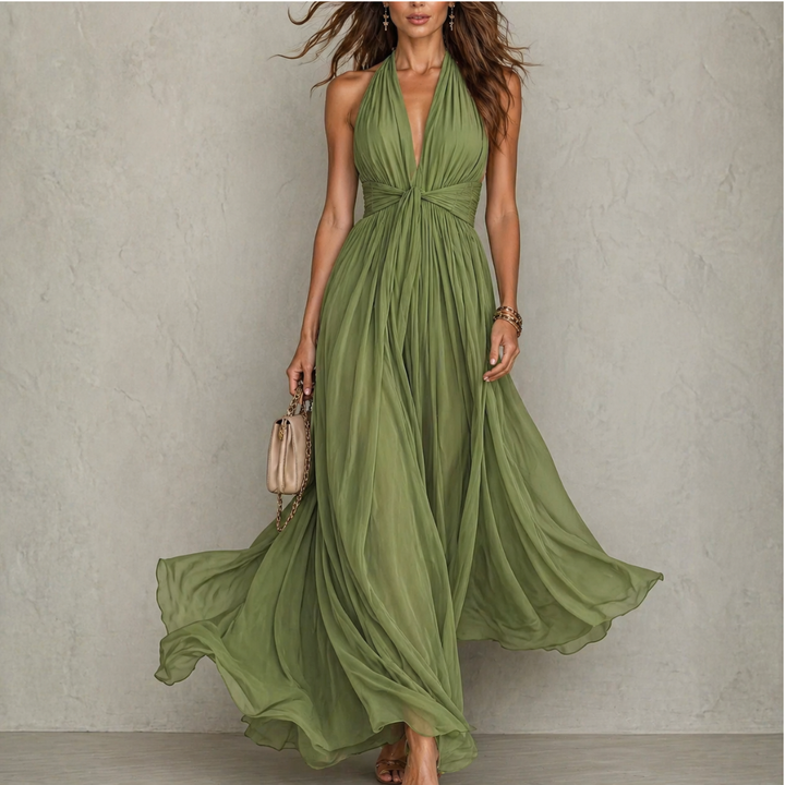 Carminho | Halter Neck Maxi Chiffon Dress