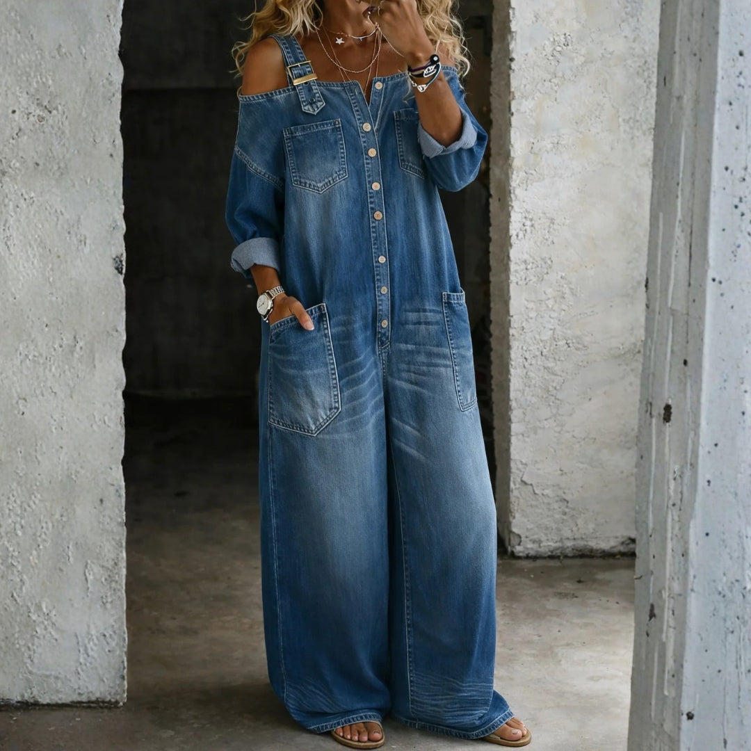Florence - Off-Shoulder Denim Jumpsuit