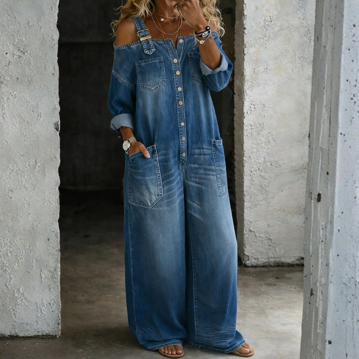 Florence - Off-Shoulder Denim Jumpsuit