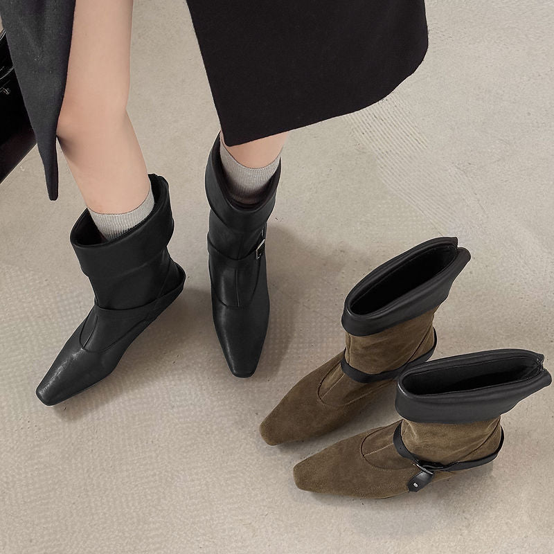 Genuine Suede Queli Ankle Boots
