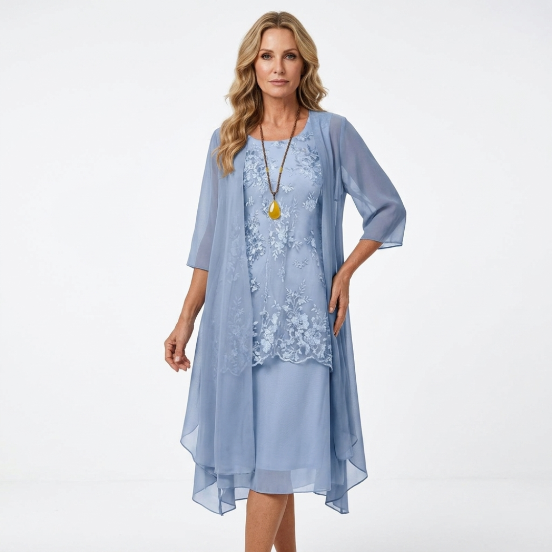 Lumi - Elegant Satin Two-Piece Dress