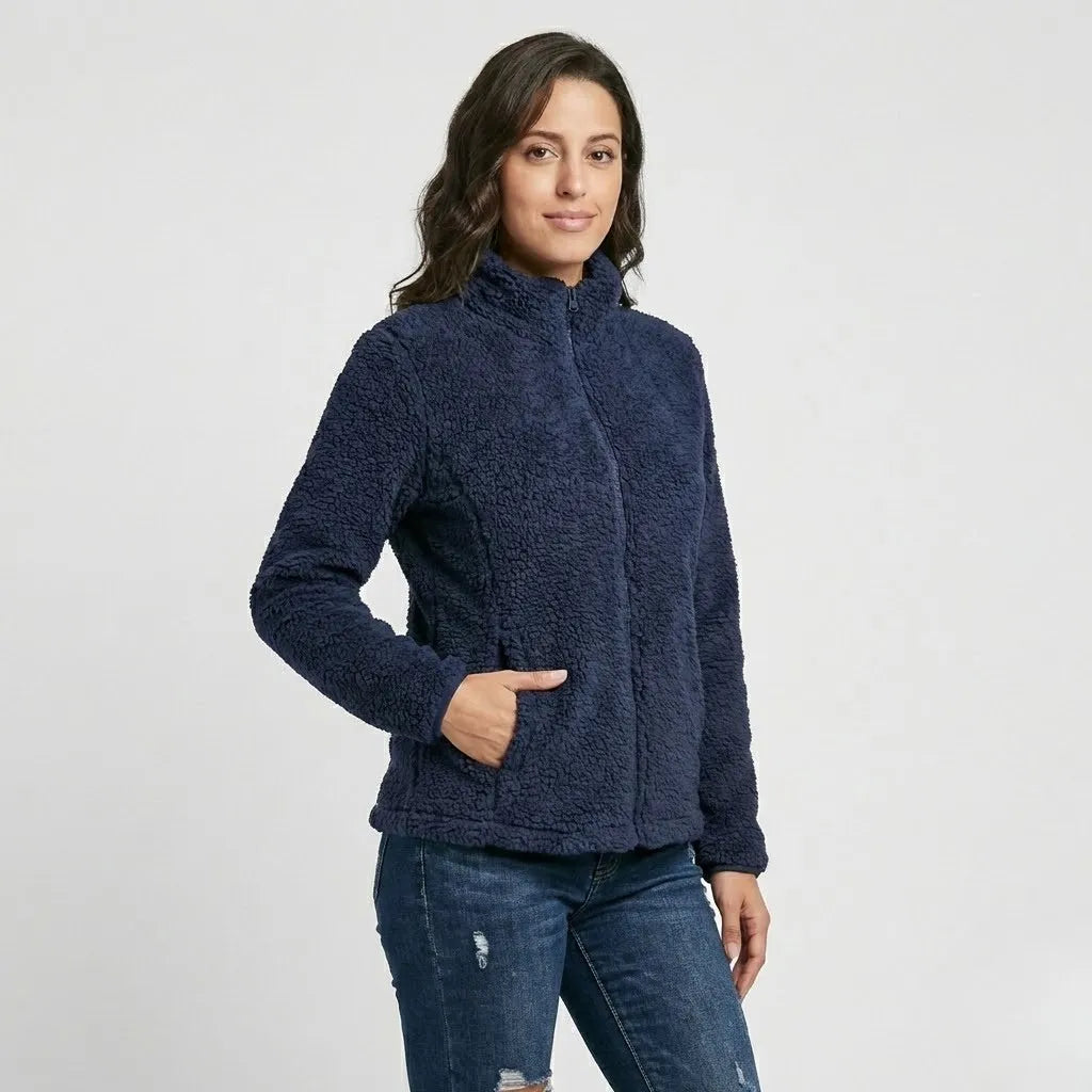 Urban-Style High Collar Fleece Jacket