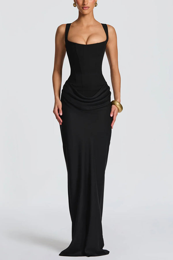 Romina | Square Neck Maxi Dress with Delicate Straps