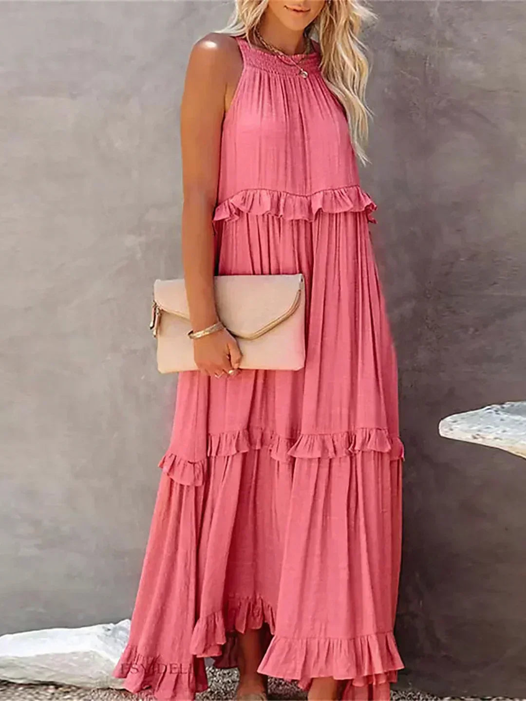 Long Dress in Coral Colour