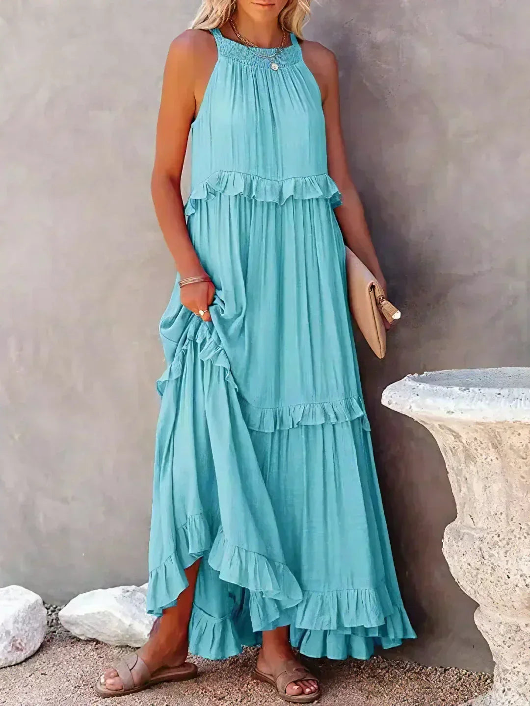 Long Dress in Coral Colour