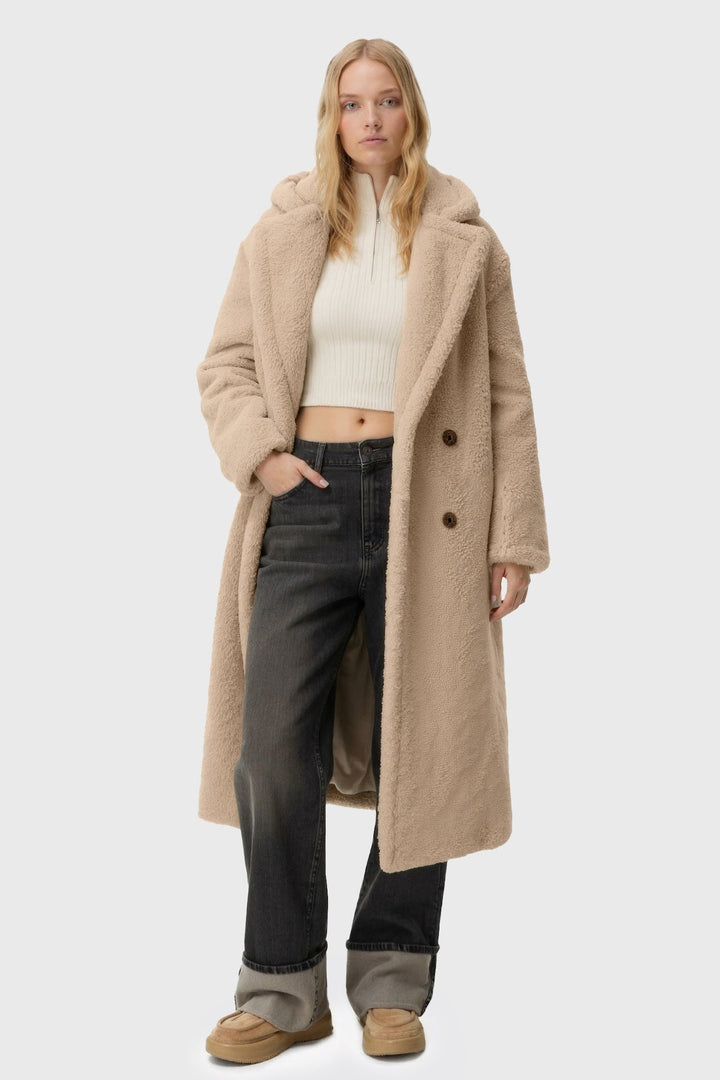 Straight Cut Long Teddy Coat