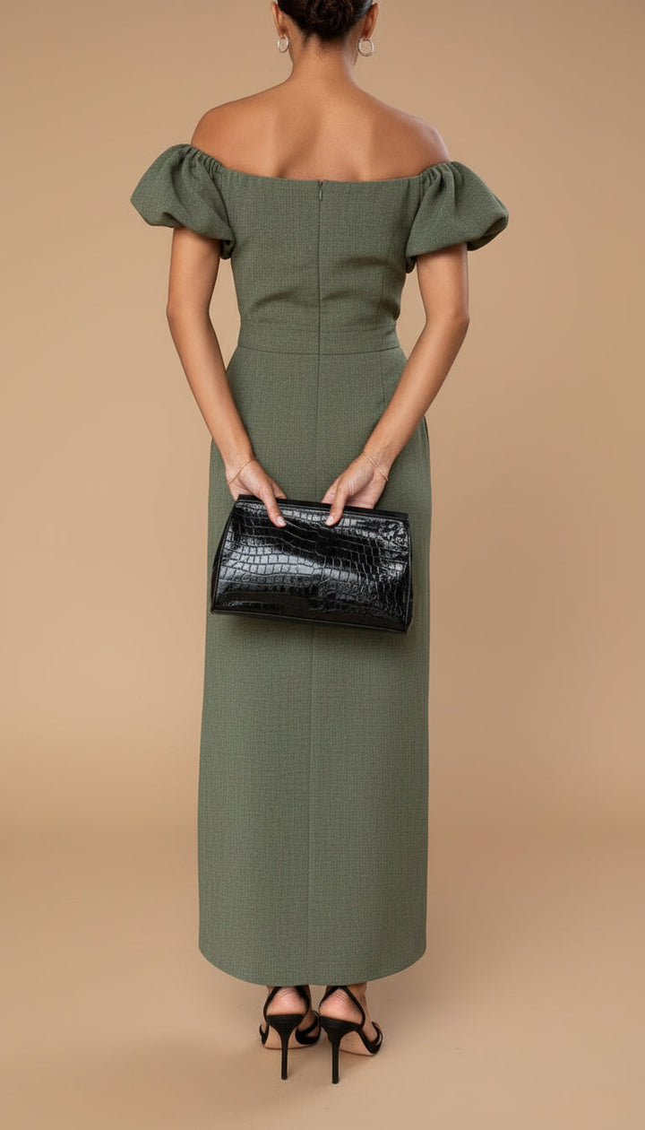 JASMINE | Sophisticated Midi Dress Featuring a Defined Waist and Classic Evening Elegance