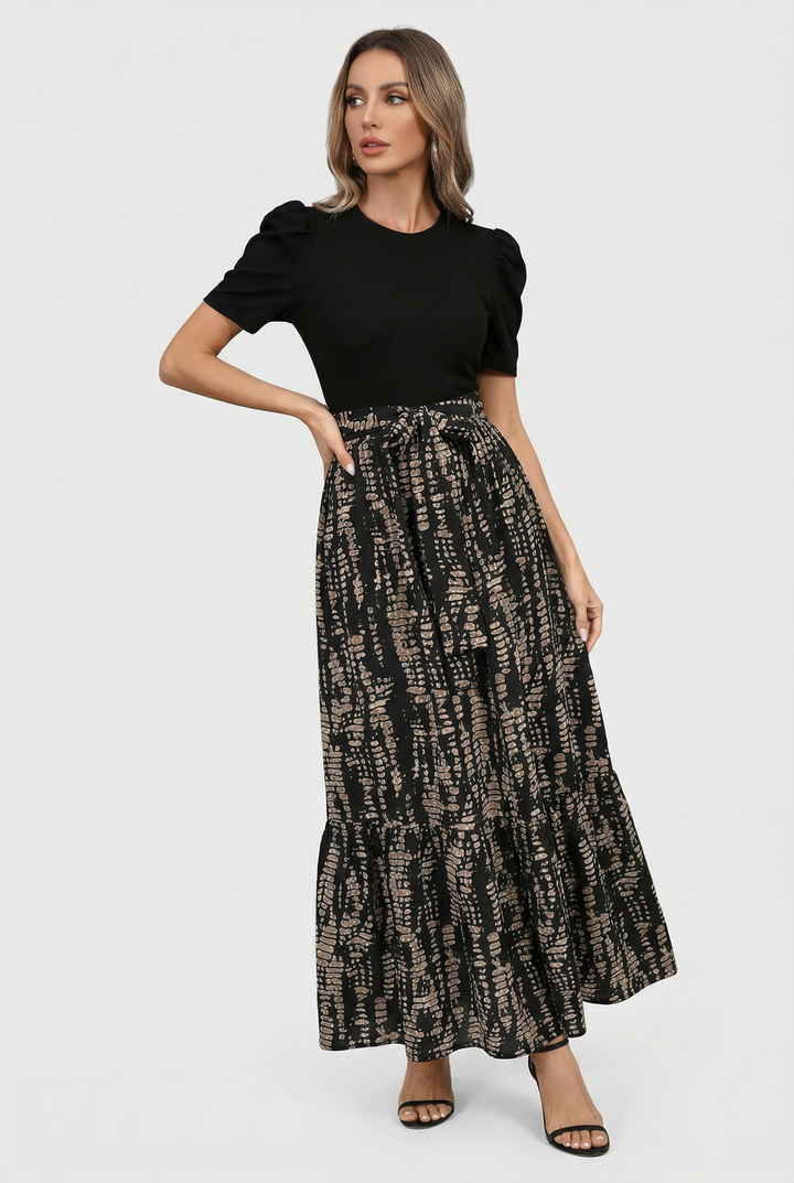 Edita | Elegant Maxi Dress with Stand-Up Collar for a Romantic Look