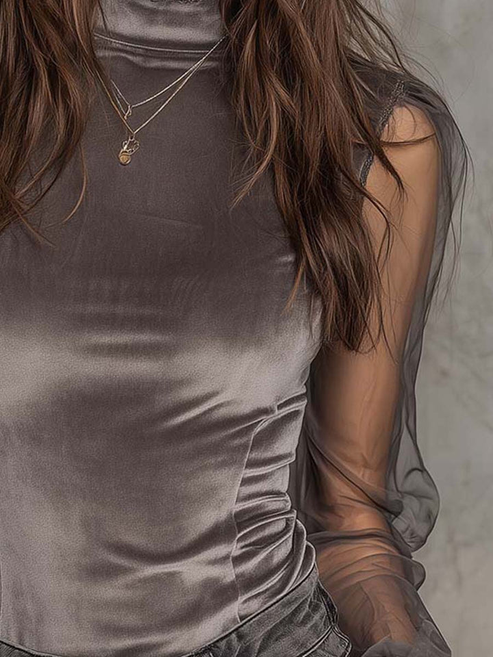 Graphite Grey High Neck Velvet Panel Mask