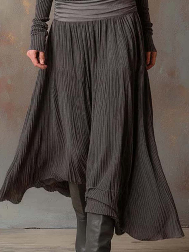 Charcoal Grey Vintage Ribbed Knit Long Dress