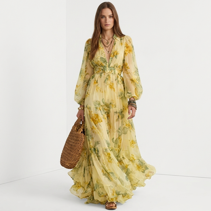 Meg - Printed Dress with Flared Sleeves
