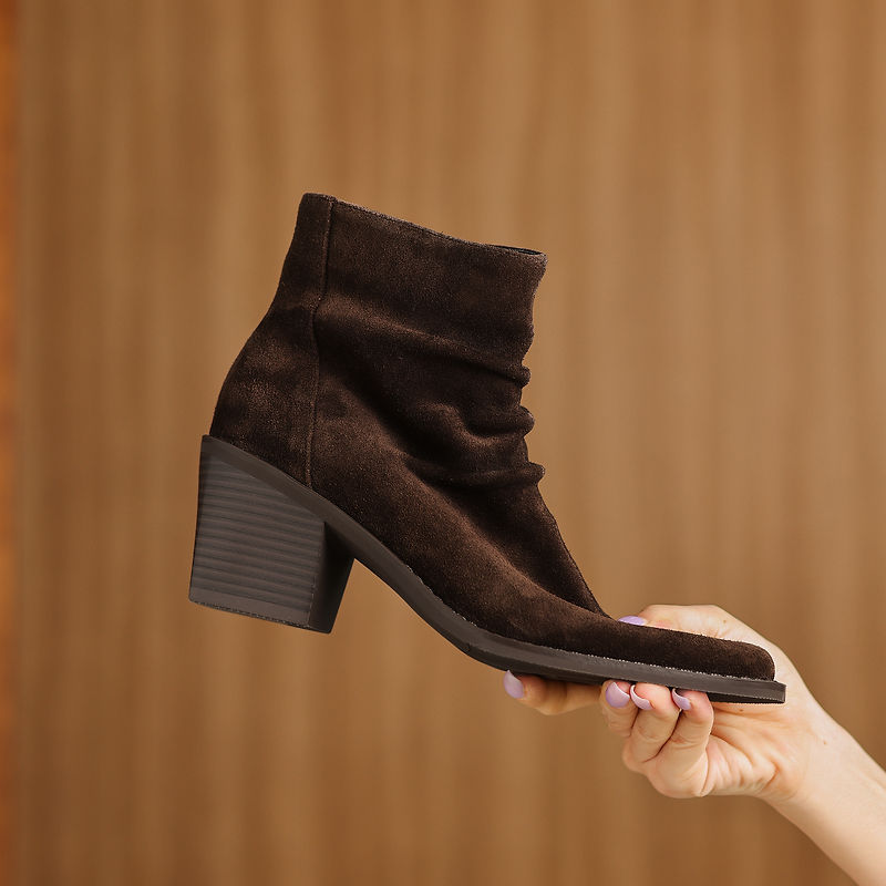 Suede Ankle Boots in Merino Wool