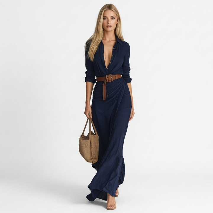 Ariana - Long Dress with Low Neckline