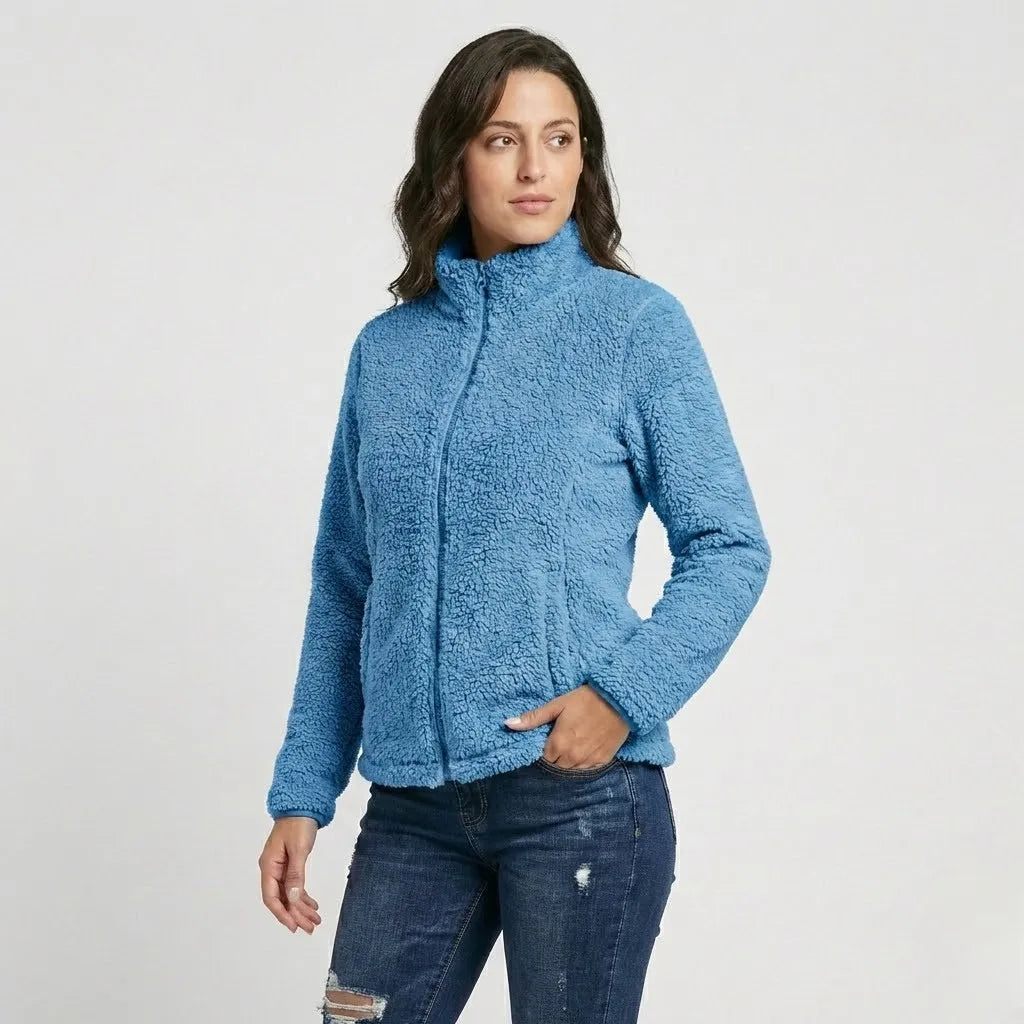 Urban-Style High Collar Fleece Jacket