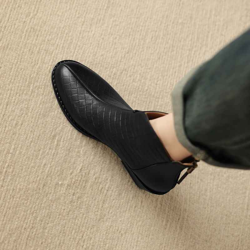 Genuine Leather Straight-Calf Boots