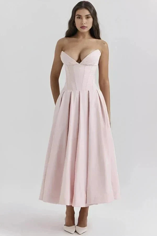 Midi Dress with Structured Bra - No Straps