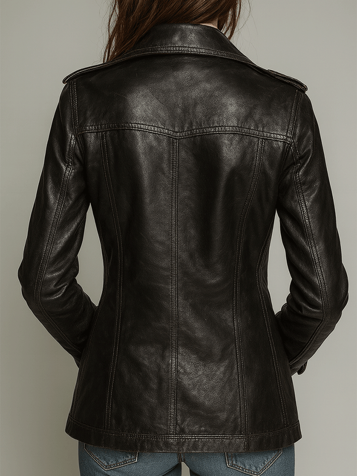 Retro Black Faux Leather Double Jacket