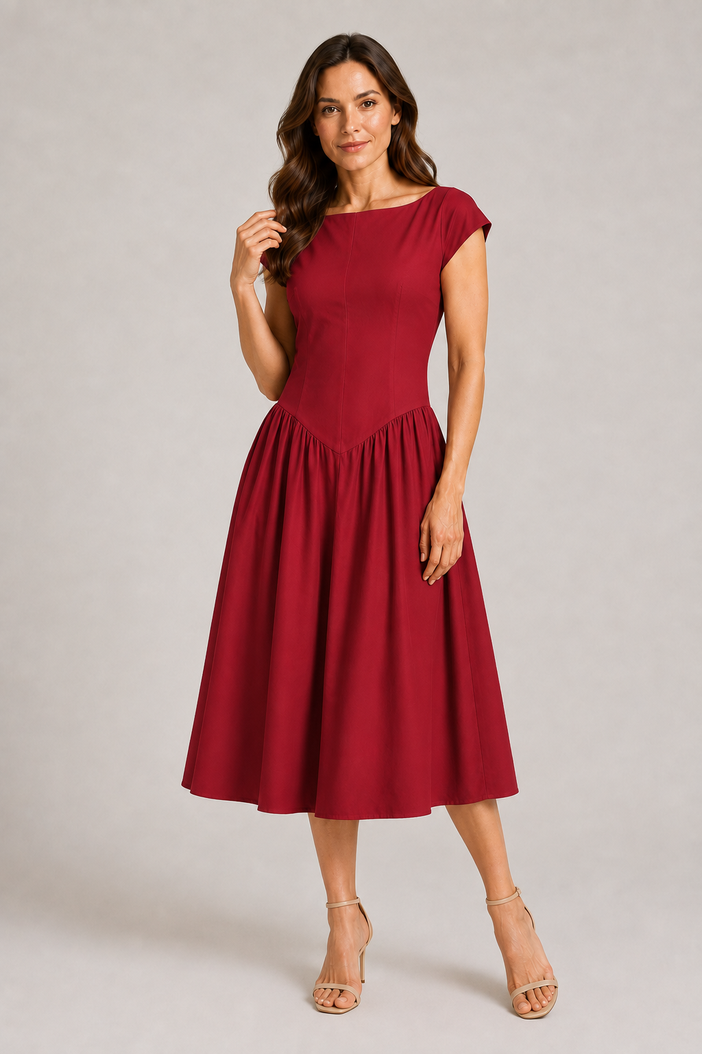Želmíra | Midi A-Line Dress with Boat Neck