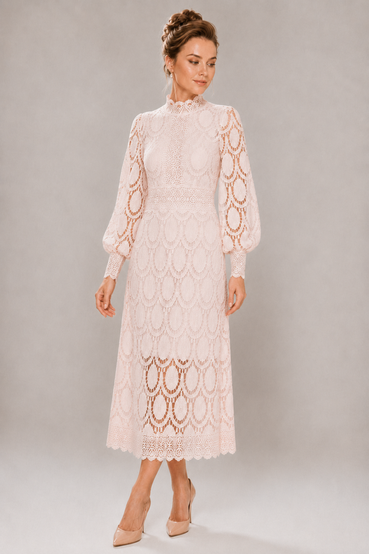 Emika | Elegant Maxi Dress with Stand-Up Collar