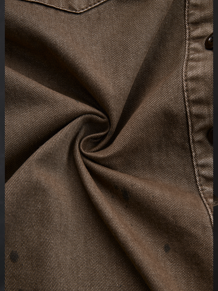 Vintage Washed Taupe Western Slim Fit Button-Up Shirt