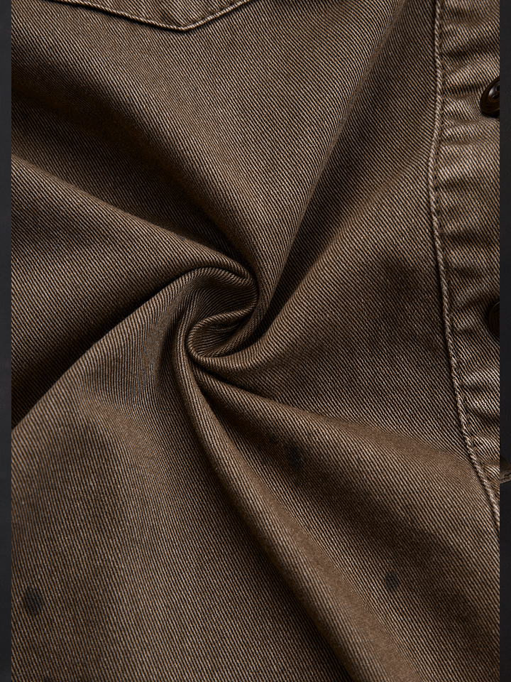 Vintage Washed Taupe Western Slim Fit Button-Up Shirt