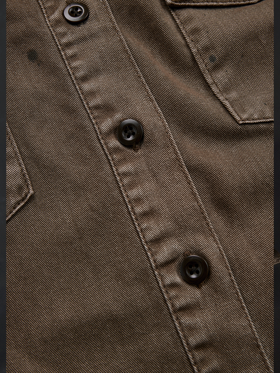 Vintage Washed Taupe Western Slim Fit Button-Up Shirt