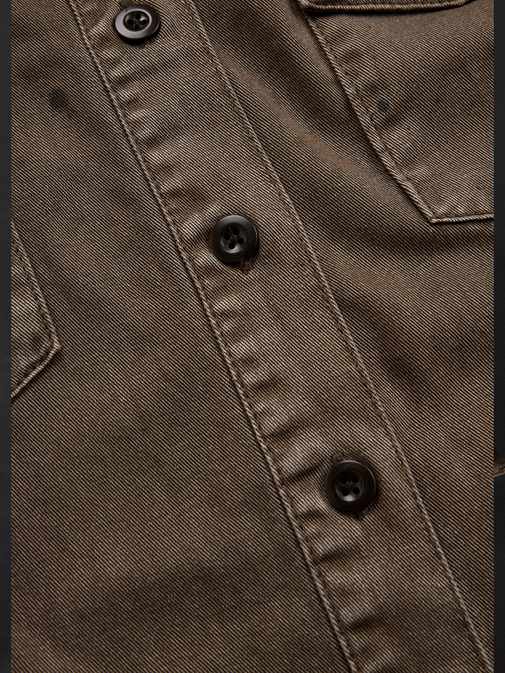 Vintage Washed Taupe Western Slim Fit Button-Up Shirt