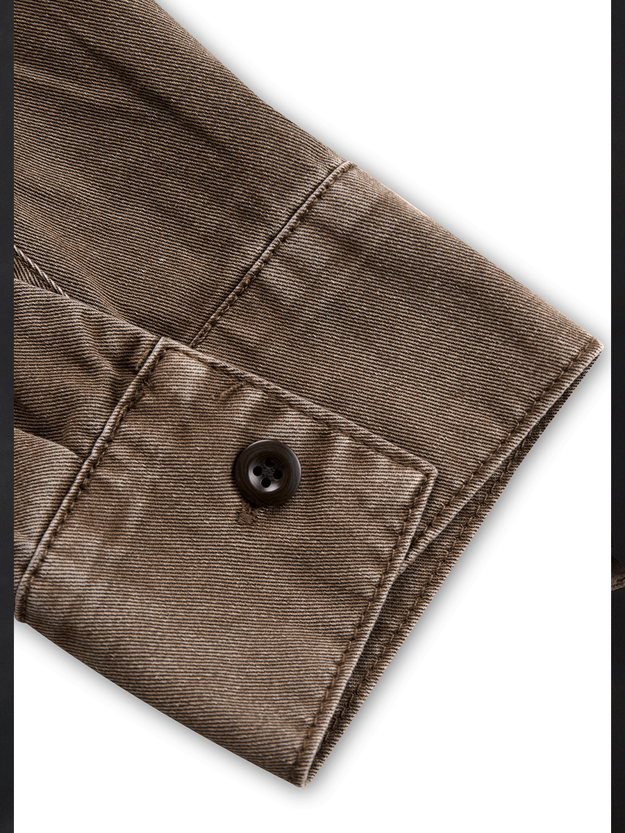 Vintage Washed Taupe Western Slim Fit Button-Up Shirt