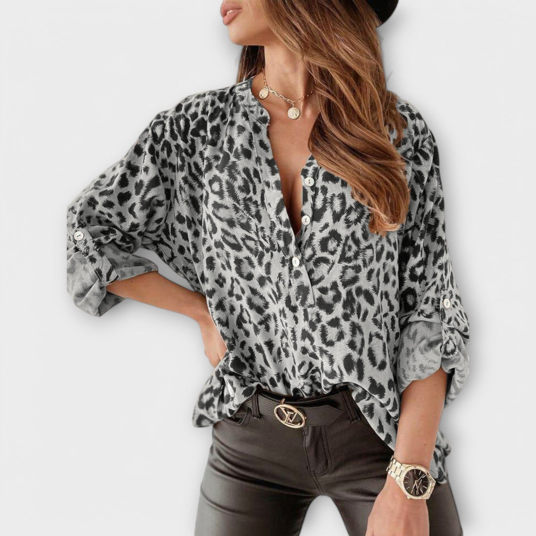 Iara - Modern Leopard Print Blouse