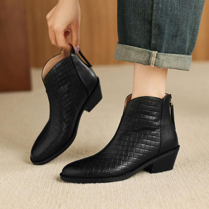 Genuine Leather Straight-Calf Boots