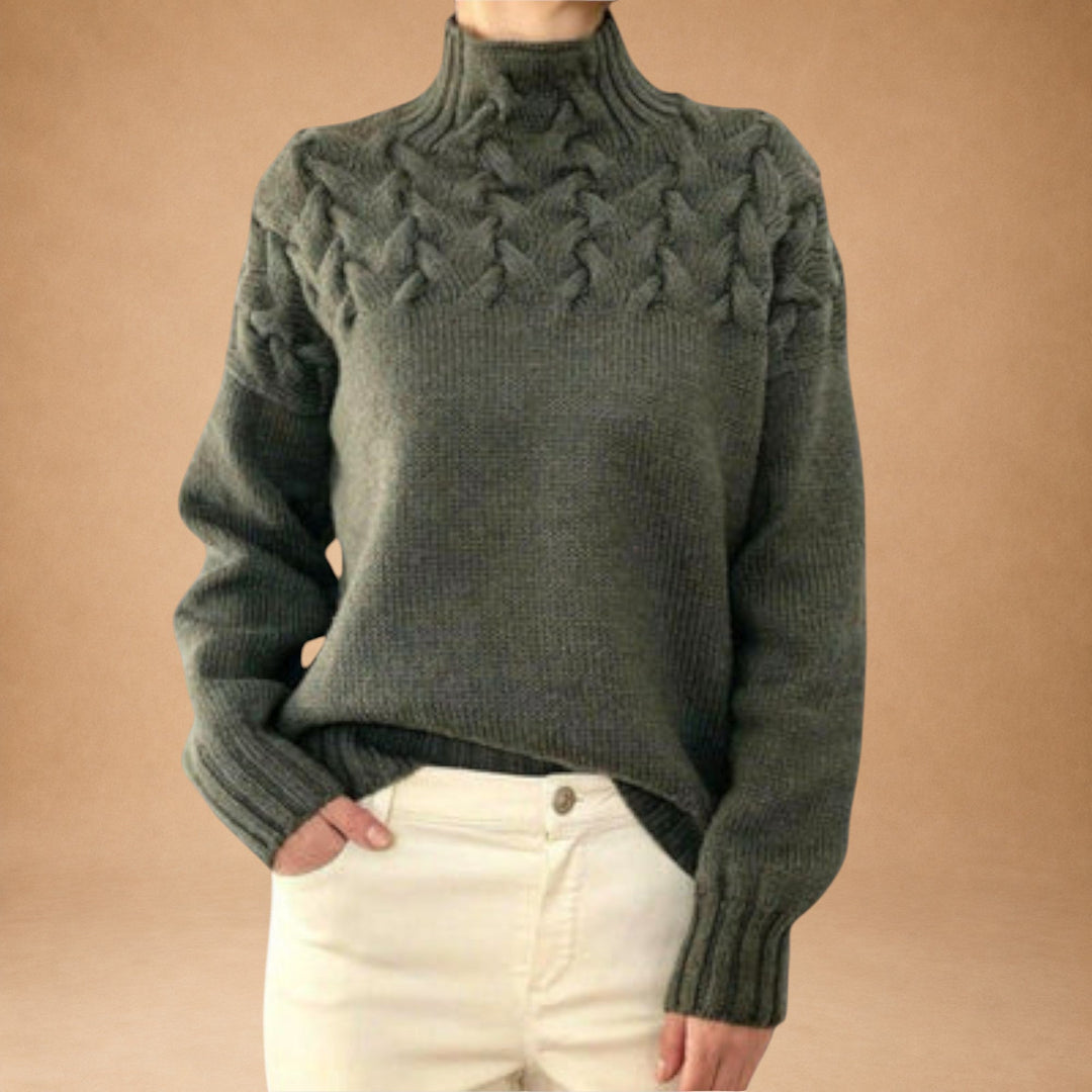 Eva - Women's Knitted Sweater with Knitting Detail