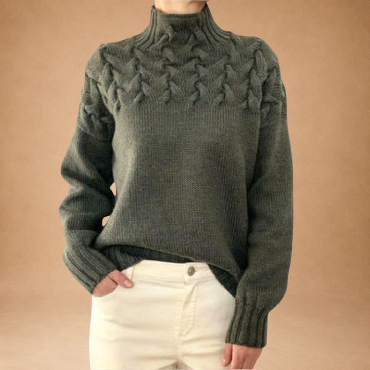 Eva - Women's Knitted Sweater with Knitting Detail