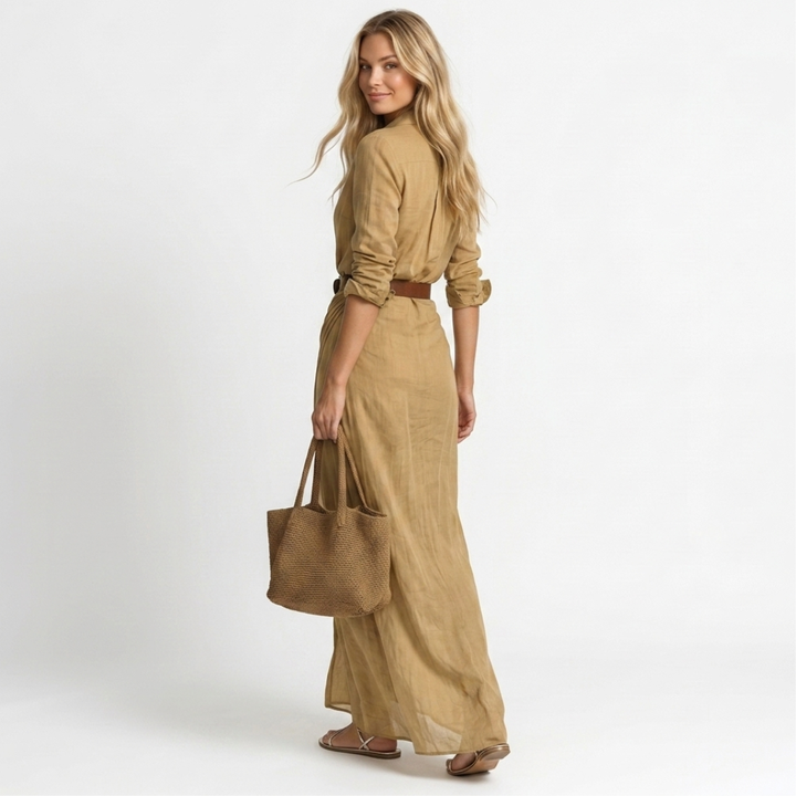 Cristal - Long Dress with Low Neckline