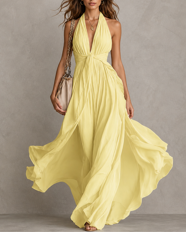 Bohuslava | Elegant Long Evening Gown with Plunging Neckline