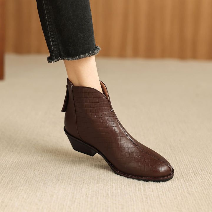 Genuine Leather Straight-Calf Boots