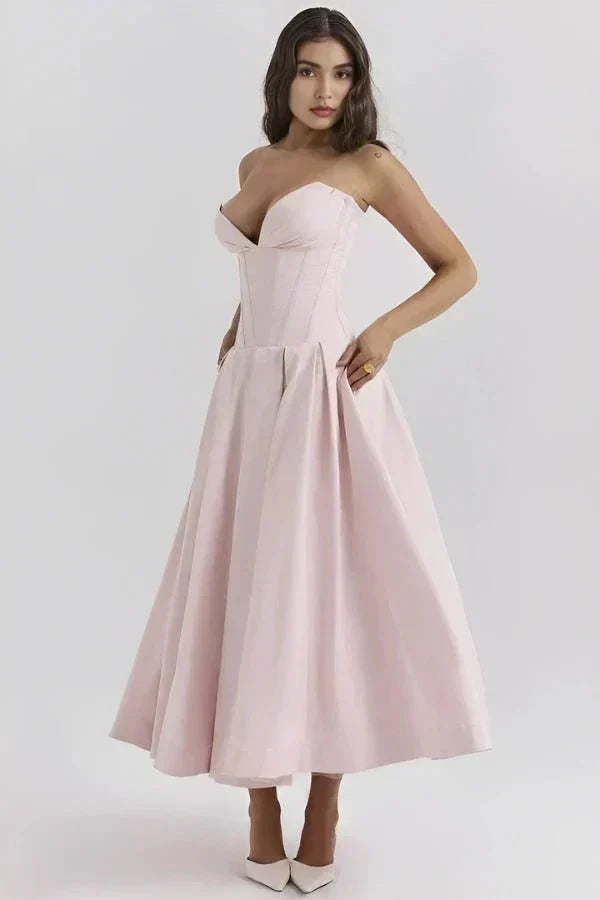 Midi Dress with Structured Bra - No Straps