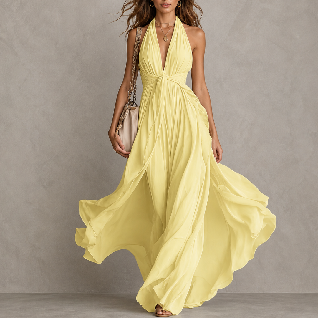 Carminho | Halter Neck Maxi Chiffon Dress