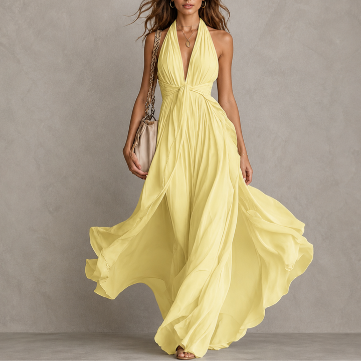 Carminho | Halter Neck Maxi Chiffon Dress