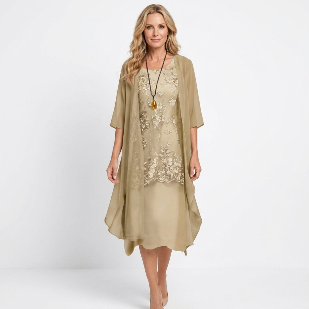 Lumi - Elegant Satin Two-Piece Dress