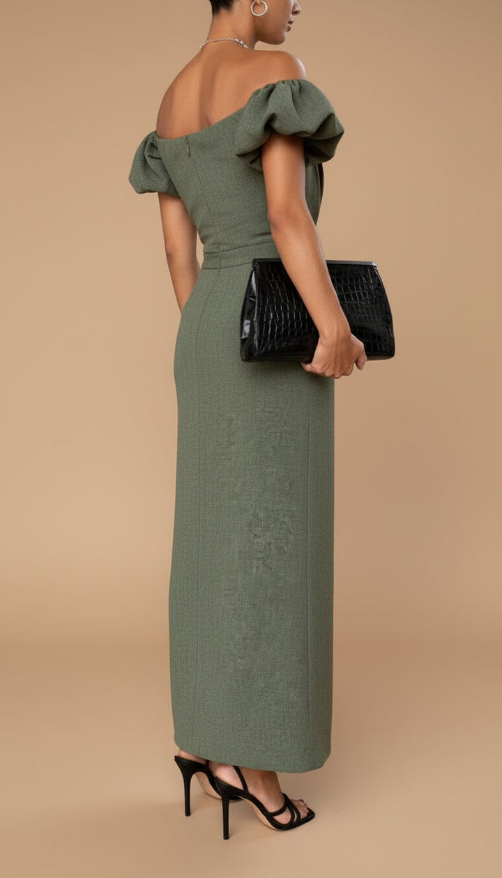 JASMINE | Sophisticated Midi Dress Featuring a Defined Waist and Classic Evening Elegance